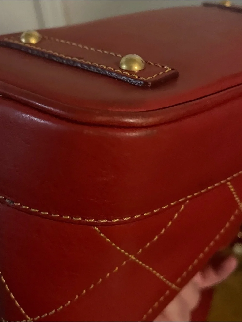 Dooney & Bourke Red Quilted Leather Shoulder Bag with Tassel
